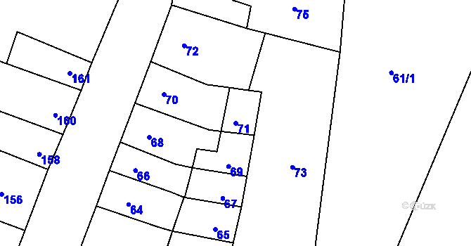 Parcela st. 71 v KÚ Podolí u Brna, Katastrální mapa