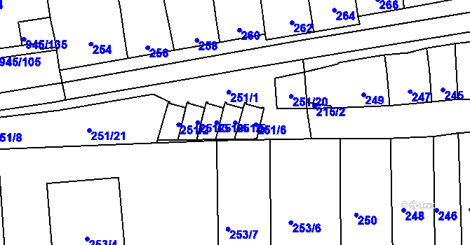 Parcela st. 251/5 v KÚ Podolí u Brna, Katastrální mapa