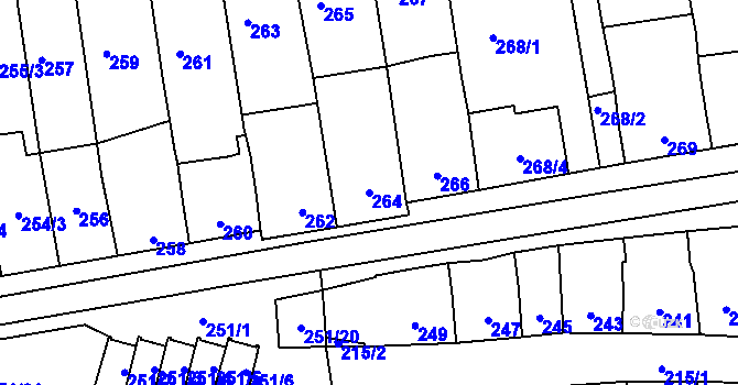 Parcela st. 264 v KÚ Podolí u Brna, Katastrální mapa