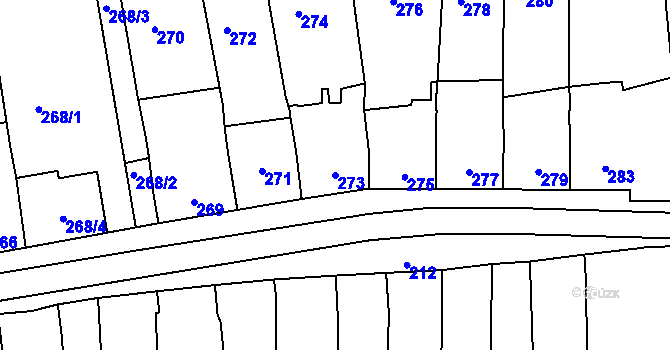 Parcela st. 273 v KÚ Podolí u Brna, Katastrální mapa