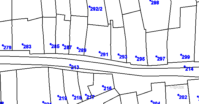 Parcela st. 291 v KÚ Podolí u Brna, Katastrální mapa