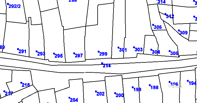 Parcela st. 299 v KÚ Podolí u Brna, Katastrální mapa