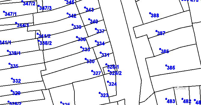 Parcela st. 331 v KÚ Podolí u Brna, Katastrální mapa