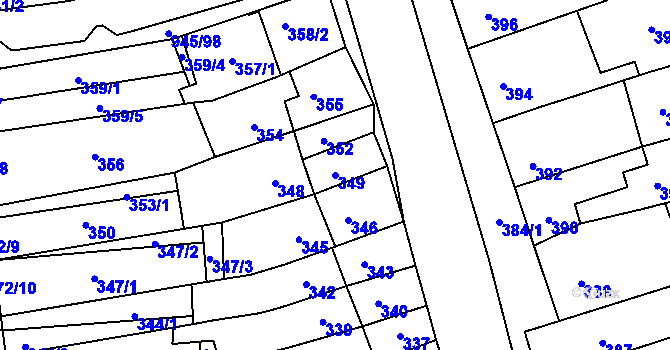 Parcela st. 349 v KÚ Podolí u Brna, Katastrální mapa