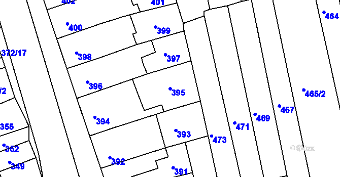Parcela st. 395 v KÚ Podolí u Brna, Katastrální mapa