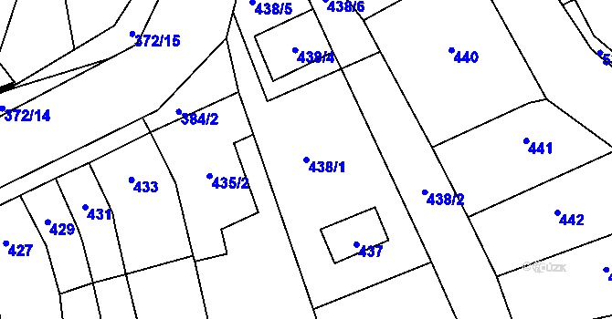 Parcela st. 438/1 v KÚ Podolí u Brna, Katastrální mapa