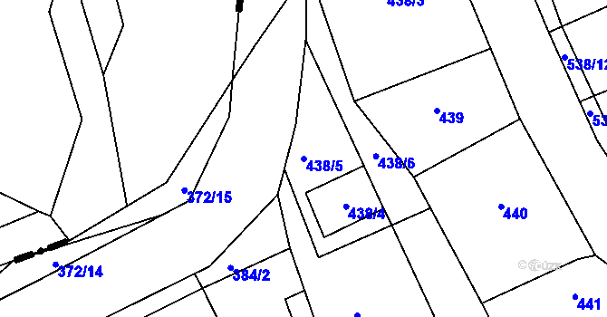 Parcela st. 438/5 v KÚ Podolí u Brna, Katastrální mapa
