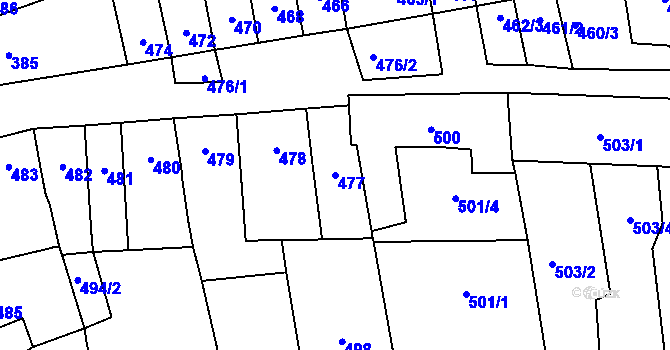 Parcela st. 477 v KÚ Podolí u Brna, Katastrální mapa