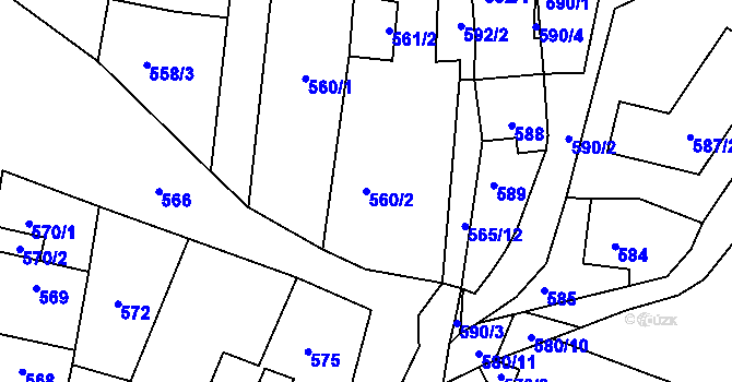 Parcela st. 560/2 v KÚ Podolí u Brna, Katastrální mapa
