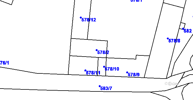 Parcela st. 578/2 v KÚ Podolí u Brna, Katastrální mapa