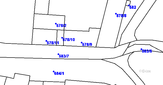 Parcela st. 578/9 v KÚ Podolí u Brna, Katastrální mapa