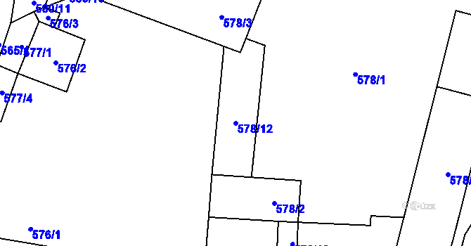 Parcela st. 578/12 v KÚ Podolí u Brna, Katastrální mapa