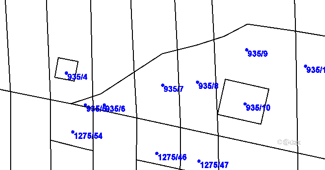 Parcela st. 935/7 v KÚ Podolí u Brna, Katastrální mapa