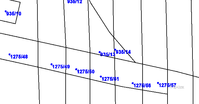 Parcela st. 935/13 v KÚ Podolí u Brna, Katastrální mapa