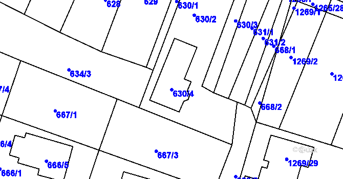 Parcela st. 630/4 v KÚ Podolí u Brna, Katastrální mapa