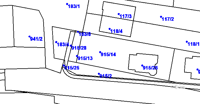 Parcela st. 915/14 v KÚ Podolí u Brna, Katastrální mapa