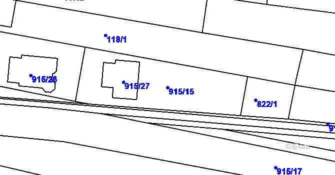Parcela st. 915/15 v KÚ Podolí u Brna, Katastrální mapa