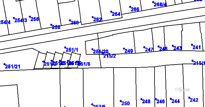 Parcela st. 215/2 v KÚ Podolí u Brna, Katastrální mapa