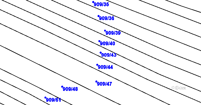 Parcela st. 909/43 v KÚ Podolí u Brna, Katastrální mapa