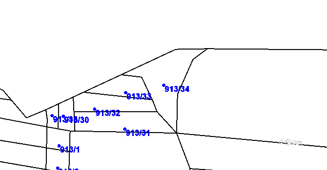 Parcela st. 913/34 v KÚ Podolí u Brna, Katastrální mapa