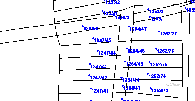 Parcela st. 1247/44 v KÚ Podolí u Brna, Katastrální mapa