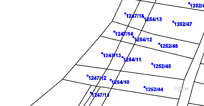 Parcela st. 1247/13 v KÚ Podolí u Brna, Katastrální mapa