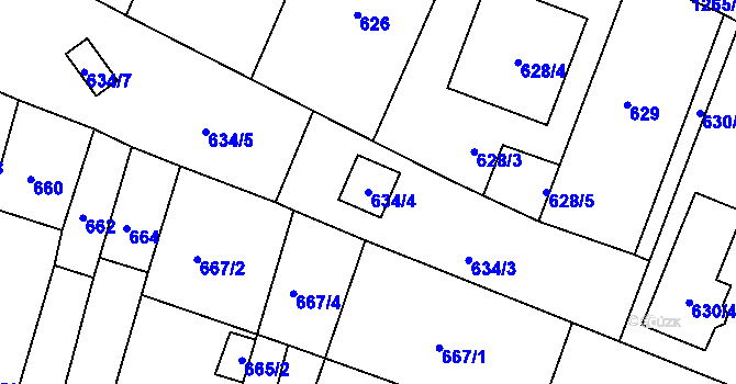 Parcela st. 634/4 v KÚ Podolí u Brna, Katastrální mapa
