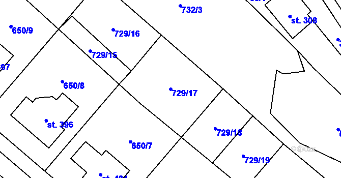 Parcela st. 729/17 v KÚ Podolí nad Olšavou, Katastrální mapa