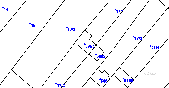 Parcela st. 5863 v KÚ Podolí nad Olšavou, Katastrální mapa