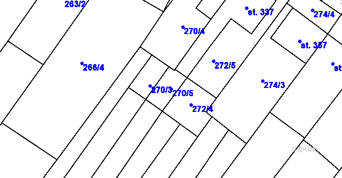 Parcela st. 270/5 v KÚ Podolí nad Olšavou, Katastrální mapa