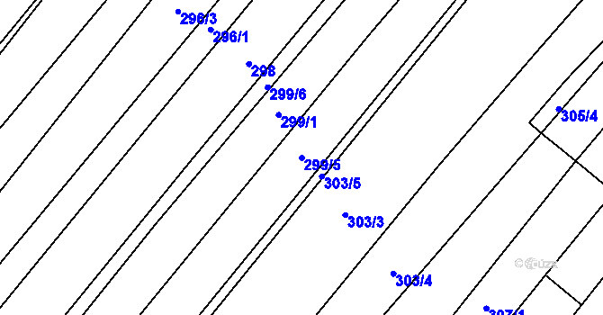Parcela st. 299/5 v KÚ Podolí nad Olšavou, Katastrální mapa