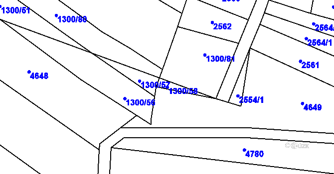 Parcela st. 1300/58 v KÚ Podolí nad Olšavou, Katastrální mapa