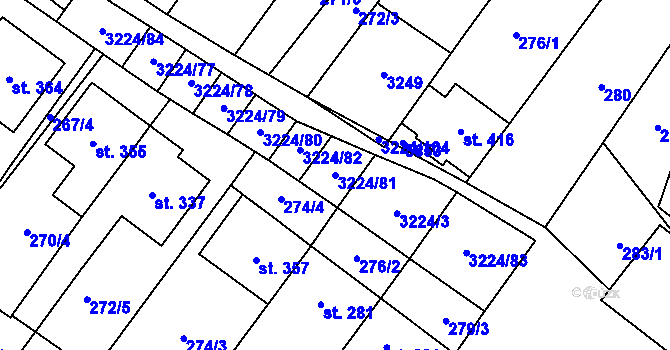 Parcela st. 3224/81 v KÚ Podolí nad Olšavou, Katastrální mapa