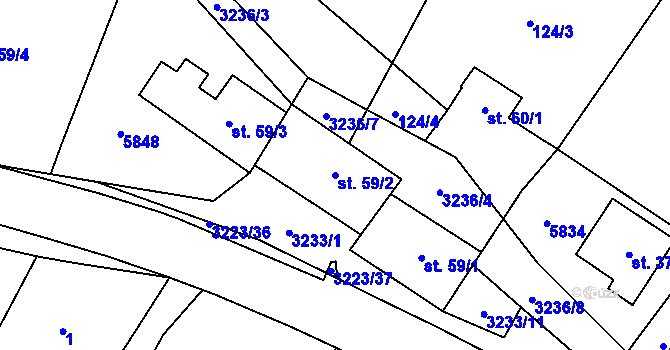 Parcela st. 59/2 v KÚ Podolí nad Olšavou, Katastrální mapa