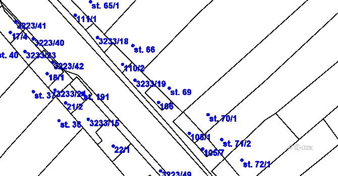 Parcela st. 69 v KÚ Podolí nad Olšavou, Katastrální mapa