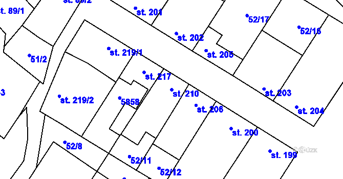 Parcela st. 210 v KÚ Podolí nad Olšavou, Katastrální mapa