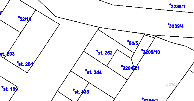 Parcela st. 262 v KÚ Podolí nad Olšavou, Katastrální mapa
