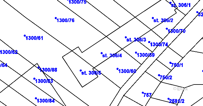 Parcela st. 306/4 v KÚ Podolí nad Olšavou, Katastrální mapa