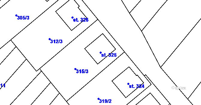 Parcela st. 325 v KÚ Podolí nad Olšavou, Katastrální mapa