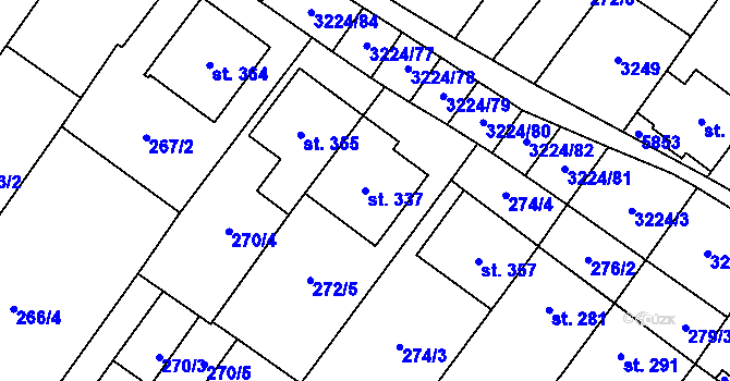 Parcela st. 337 v KÚ Podolí nad Olšavou, Katastrální mapa