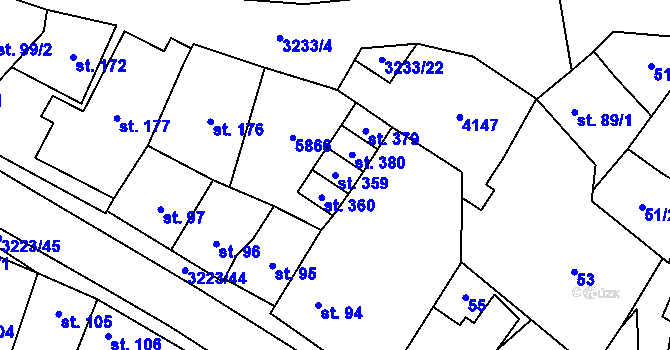 Parcela st. 359 v KÚ Podolí nad Olšavou, Katastrální mapa