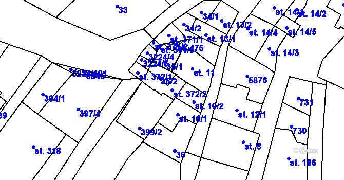 Parcela st. 372/2 v KÚ Podolí nad Olšavou, Katastrální mapa