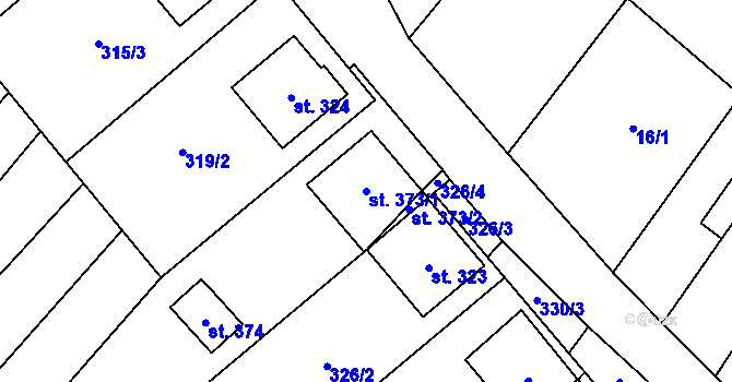 Parcela st. 373/1 v KÚ Podolí nad Olšavou, Katastrální mapa