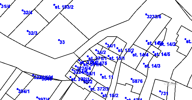 Parcela st. 34/2 v KÚ Podolí nad Olšavou, Katastrální mapa