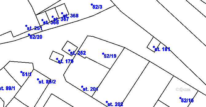 Parcela st. 52/19 v KÚ Podolí nad Olšavou, Katastrální mapa