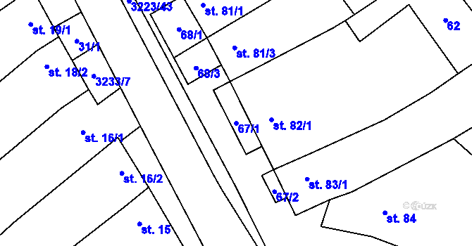 Parcela st. 67/1 v KÚ Podolí nad Olšavou, Katastrální mapa