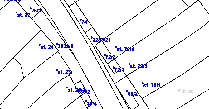 Parcela st. 72/2 v KÚ Podolí nad Olšavou, Katastrální mapa