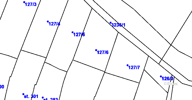 Parcela st. 127/6 v KÚ Podolí nad Olšavou, Katastrální mapa