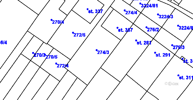 Parcela st. 274/3 v KÚ Podolí nad Olšavou, Katastrální mapa