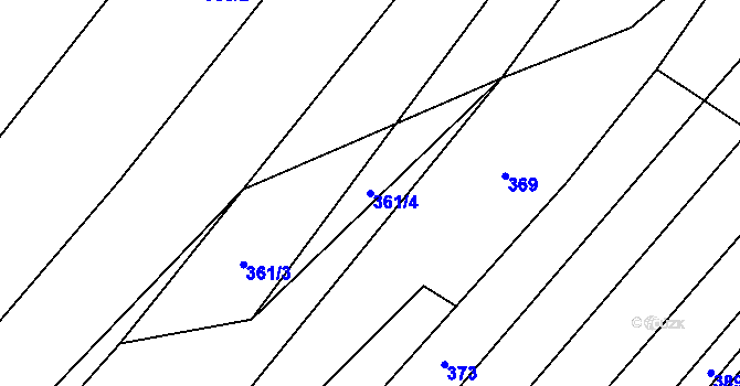 Parcela st. 361/4 v KÚ Podolí nad Olšavou, Katastrální mapa